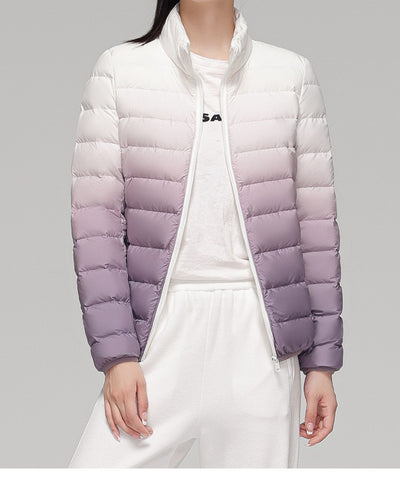 Chaqueta Acolchada Mujer Degradado Cuello Alto Elegante - Image 21