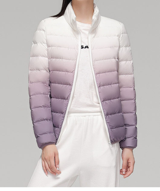 Chaqueta Acolchada Mujer Degradado Cuello Alto Elegante - Image 21