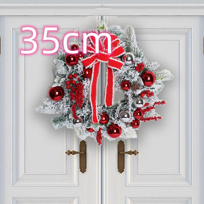 Corona Navideña Exterior con Efecto Nieve - Decoración Puerta Ratán Flocking - Image 21