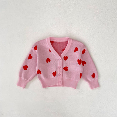 Cardigan de Punto Rosa con Corazón para Bebé Niña - Suéter Infantil Cuello V - Image 21