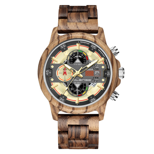 Reloj de Madera para Hombre Cuarzo Multifuncional con Esfera Luminosa - Image 2