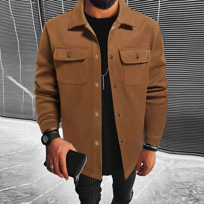 Abrigo Elegante para Hombre con Botones y Bolsillos de Solapa