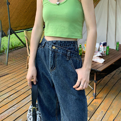 Pantalones Jeans Mujer Cintura Alta Retro Sueltos con Efecto Mopping - Image 5