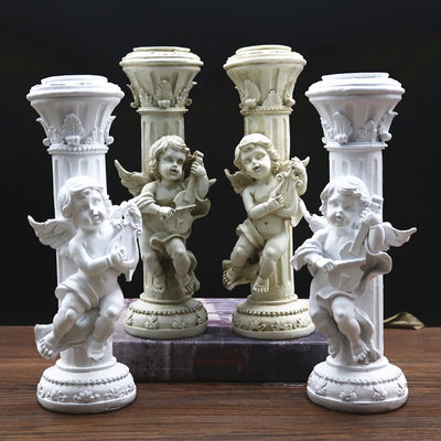 Set de 2 Candelabros Retro Ángel Cupido en Mármol - Image 7