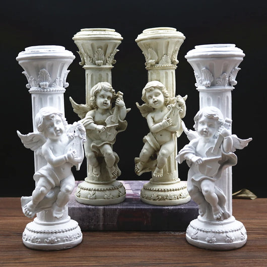 Set de 2 Candelabros Retro Ángel Cupido en Mármol - Image 7