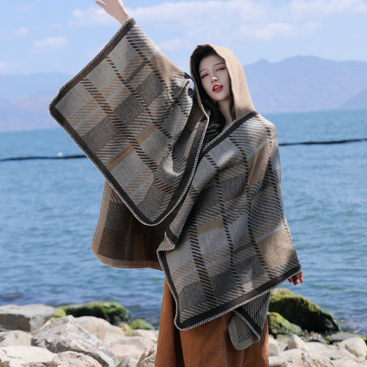Capa Poncho Escocés con Capucha y Forro Térmico - Image 13