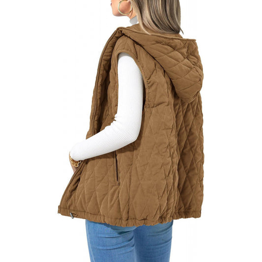 Chaleco Acolchado con Capucha para Mujer - Algodón Premium