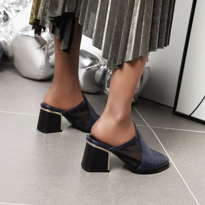 Pantuflas Mujer Talla Grande con Estampado de Serpiente y Tacón Grueso - Image 6
