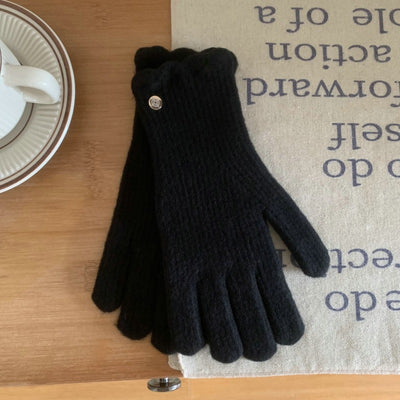 Guantes de Lana Cálidos con Volantes y Colores Sólidos para Mujer - Image 9