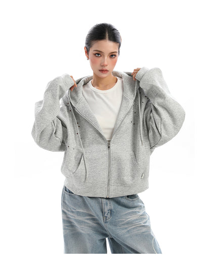 Cardigan con Capucha y Strass para Mujer - Sudadera Brillante con Cierre - Image 23