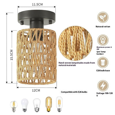 Lámpara Colgante de Cáñamo Tejido para Bar y Salón de Té - Image 4