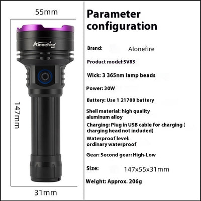 Linterna UV 365nm SV83 Alta Potencia Luz Negra - Image 7
