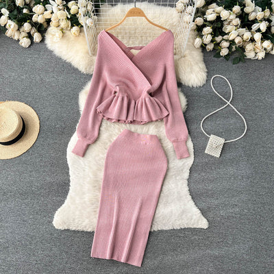 Conjunto Falda Suéter Escotado con Volantes - Image 11