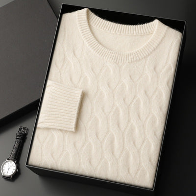 Suéter de Cachemira Gruesa para Hombre con Cuello Redondo y Diseño Trenzado - Image 2