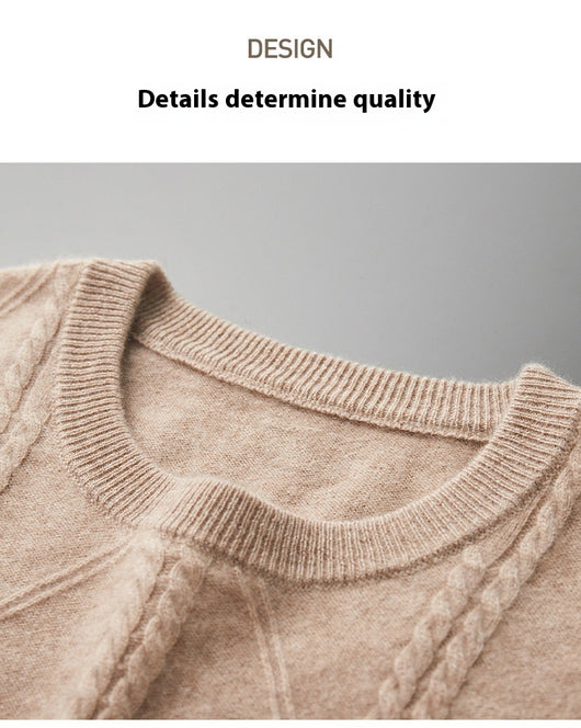 Suéter de Cashmira Trenzado con Cuello Redondo para Hombre - Colección Otoño Invierno - Image 15