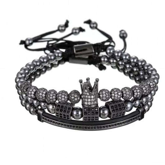 Pulsera Trenzada de Goma con Diamantes Poligonales Curvos - Image 4