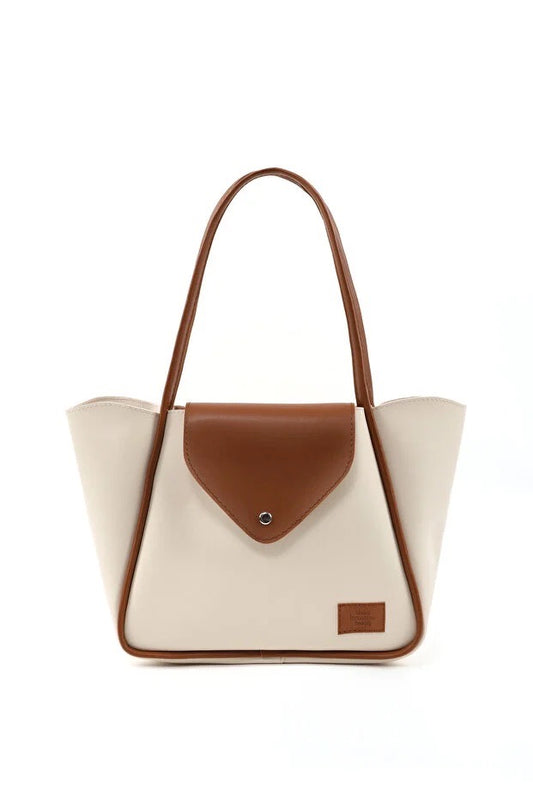 Bolso Tote de Cuero Sintético con Cierre de Botón - Bolsa de Mano y Hombro