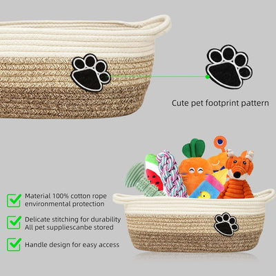 Canasta Tejida de Algodón Beige con Asa - Organizador Versátil para el Hogar - Image 22