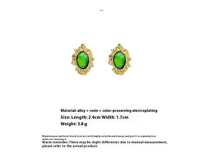 Aretes Metálicos Plisados Irregulares Verde Retro - Image 8
