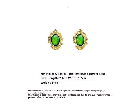 Aretes Metálicos Plisados Irregulares Verde Retro - Image 8