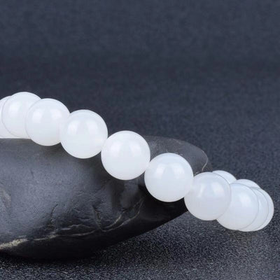 Pulsera de Jade Blanco Hotan con Cuentas Redondas de Grasa de Cabra - Image 9