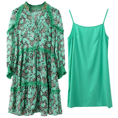 Vestido Verde Hada Dulce con Flores - Falda de Playa para Vacaciones - Image 7