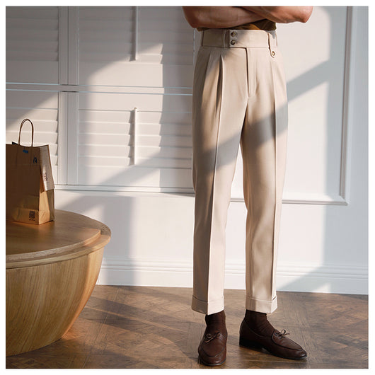 Pantalones Neapolitanos de Corte Recto Cintura Alta para Hombre - Image 24