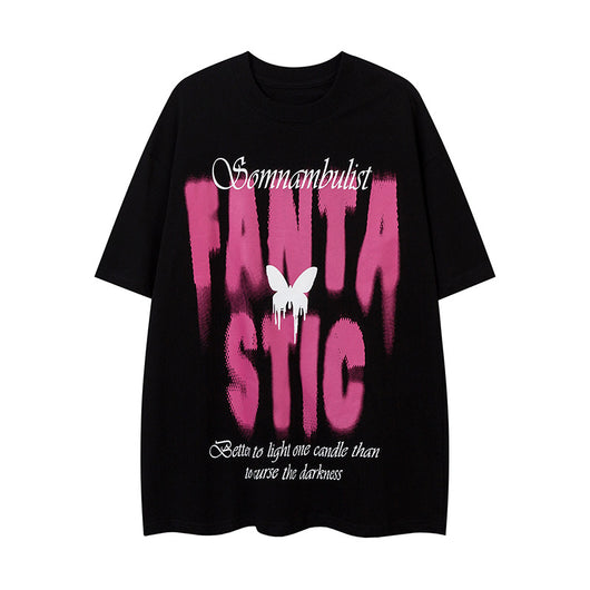 Playera Holgada Mariposas y Letras para Hombre - Comodidad de Verano - Image 12