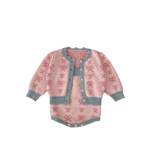 Cardigan Romper de Punto con Cuello Concha y Moño - Manga Larga - Image 5