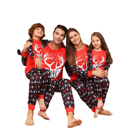Pijama Navideño Familiar a Juego - Diseño Reno y Copo de Nieve - Image 2