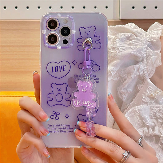 Funda Soft Shell para iPhone 12 Pro y 13 con Dije Osito Púrpura - Image 7