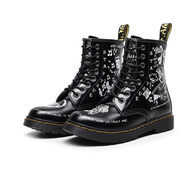 Botas de Cuero Personalizadas con Calavera Graffiti - Motociclista Unisex - Image 11