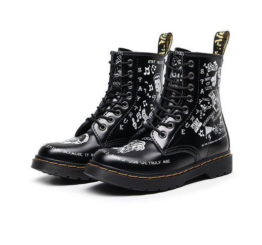 Botas de Cuero Personalizadas con Calavera Graffiti - Motociclista Unisex - Image 11