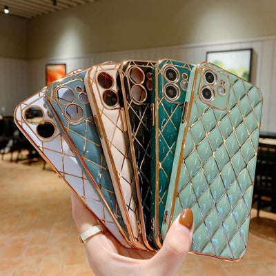Funda para Celular de Piel de Cordero con Patrón Diamantado - Protección Resistente a Caídas - Image 12