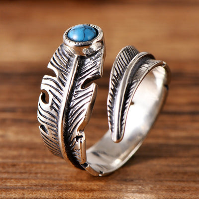 Anillo de Pareja en Plata 925 con Turquesa Artificial Vintage - Image 5