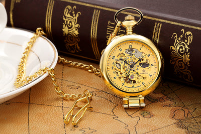 Reloj de Bolsillo Mecánico Manual Esqueleto con Grabado Romano - Image 12