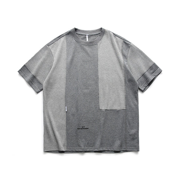 Camiseta Suelta Cuello Redondo con Costuras de Contraste para Hombre