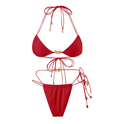 Traje de Baño Triangular con Cordón Elástico y Diseño Mariposa para Mujer - Image 26