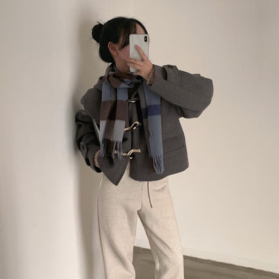 Abrigo de Lana Corto con Capucha y Manga Larga para Mujer - Image 11