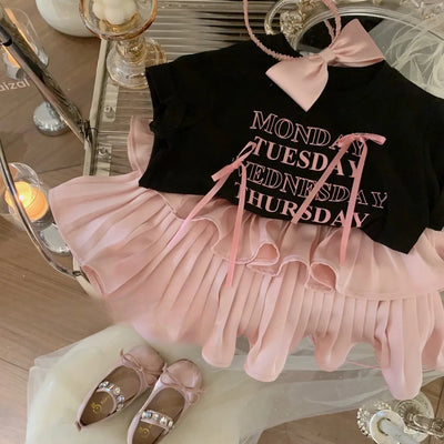 Conjunto Infantil Falda Plisada Estilo Occidental con Camiseta Estampada - Image 10