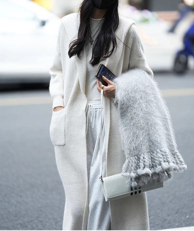 Cardigan Largo Tejido para Mujer con Capucha - Abrigo Tipo Trench - Image 11