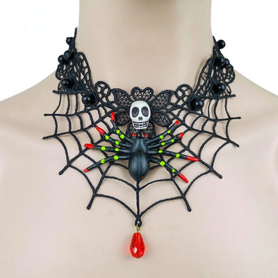 Collar Gótico Murciélago Rojo Halloween Encaje Choker Capas Pesadilla Antes de Navidad - Image 8