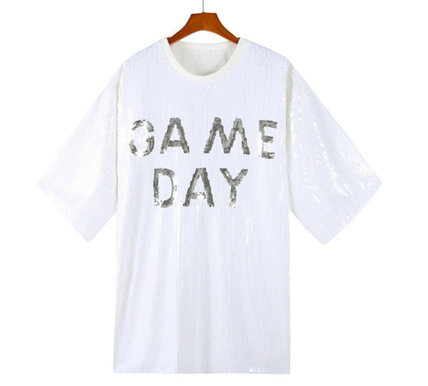 Blusa Suelta Lentejuelas Manga Corta Talla Grande para Mujer - Image 7