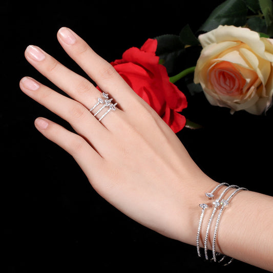 Pulsera de Circonia Cúbica con Tres Filas de Micro Incrustaciones
