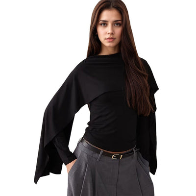 Blusa Elegante con Capa para Mujer - Estilo Premium Oscuro - Image 5