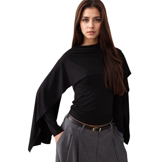 Blusa Elegante con Capa para Mujer - Estilo Premium Oscuro - Image 5