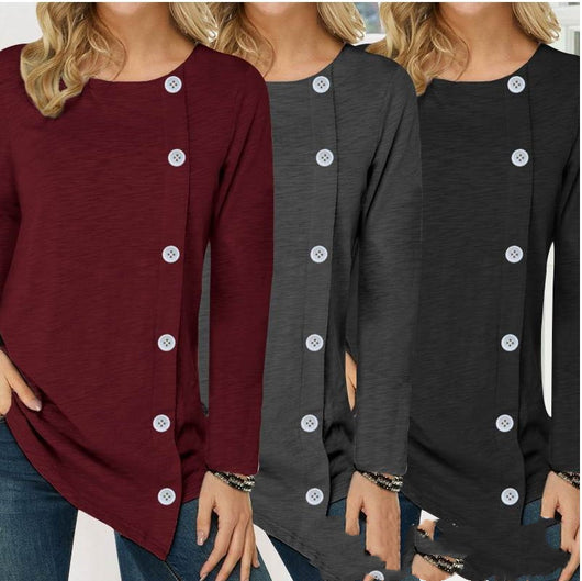 Blusa Otoñal Suelta con Mangas Largas y Botones - Image 6