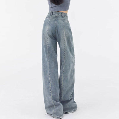 Jeans Rectos Anchos con Pliegues Elegantes de Corte Suelto para Mujer - Image 3