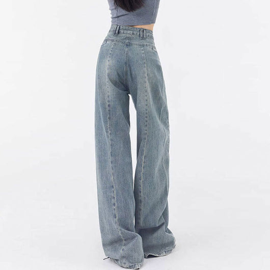 Jeans Rectos Anchos con Pliegues Elegantes de Corte Suelto para Mujer - Image 3