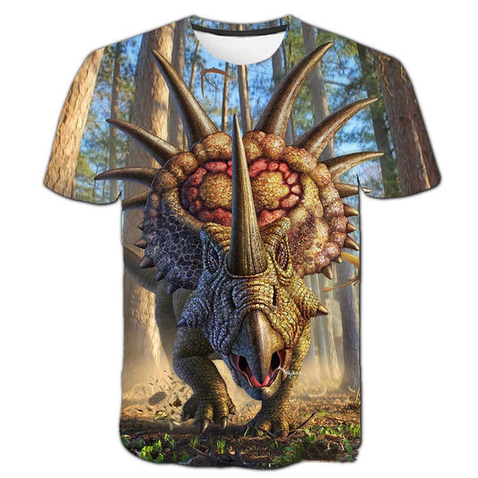 Camiseta Infantil de Dinosaurios - Manga Corta Casual